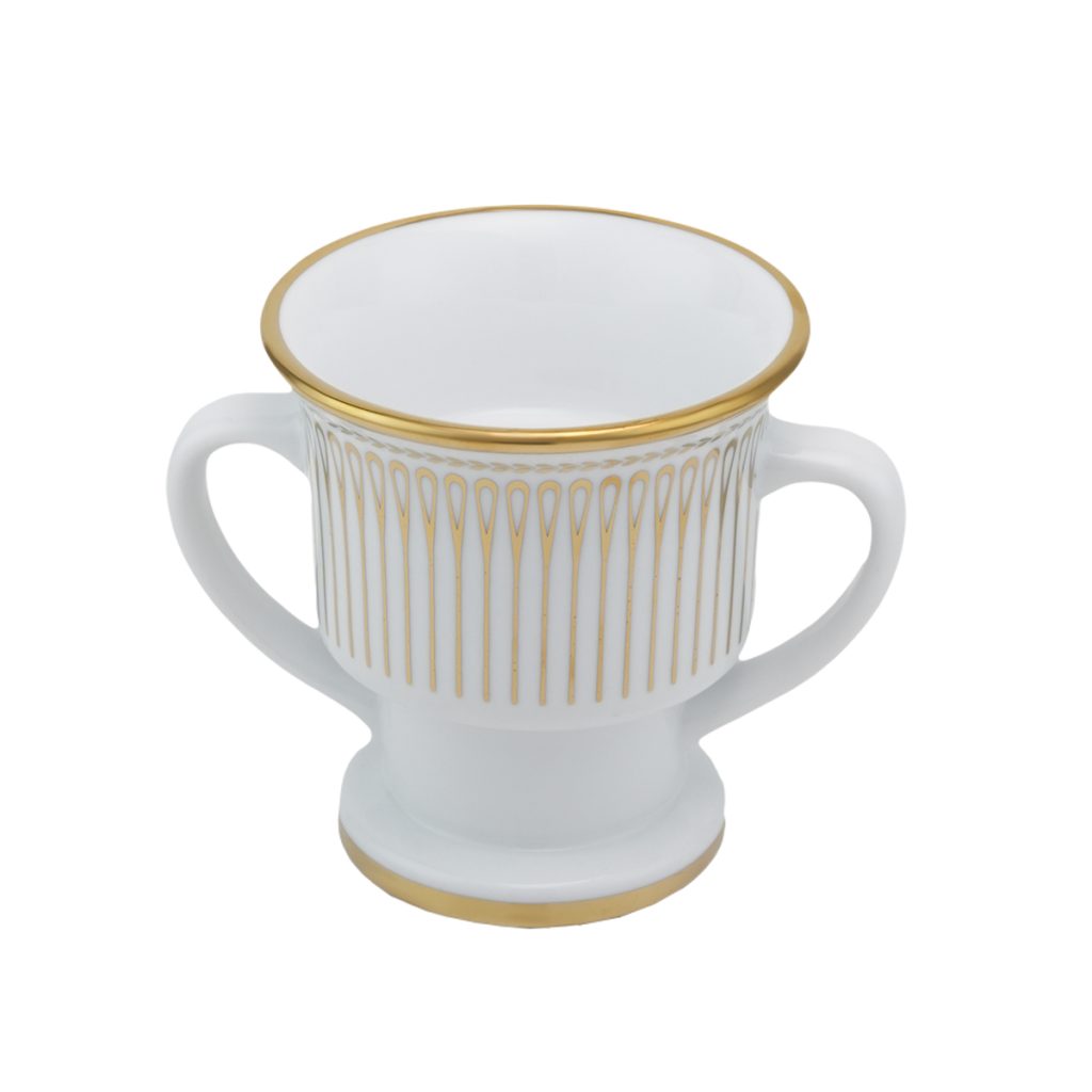 Round Porcelain Incense Burner White Gold - 005 01
