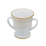 Round Porcelain Incense Burner White Gold - 005 01
