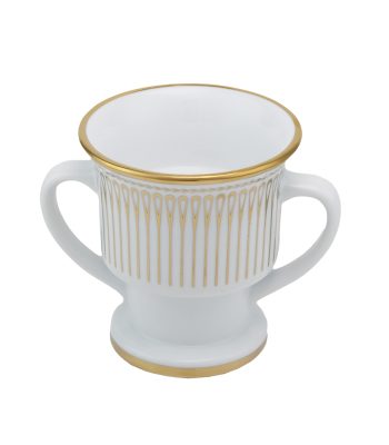 Round Porcelain Incense Burner White Gold - 005 01