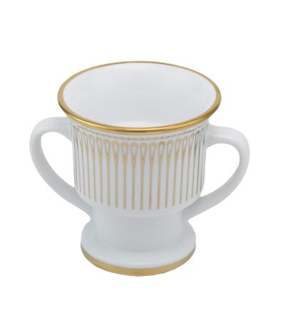 Round Porcelain Incense Burner White Gold - 005 01