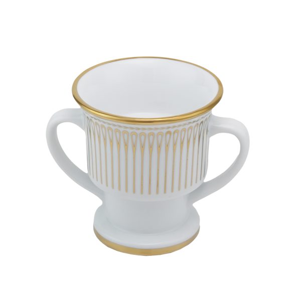 Round Porcelain Incense Burner White Gold - 005 01