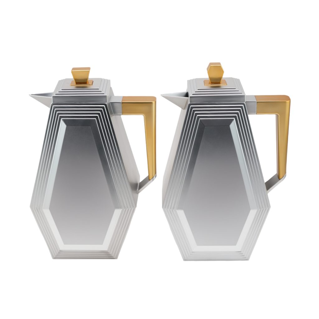 Geometric Tea & Coffee Vacuum Flask Set 2Pcs 1.4L Silver - 016 01