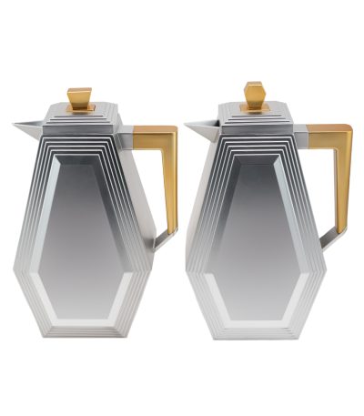 Geometric Tea & Coffee Vacuum Flask Set 2Pcs 1.4L Silver - 016 01