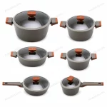 12 Pcs Granite Non-Stick Cookware Set Brown Accent