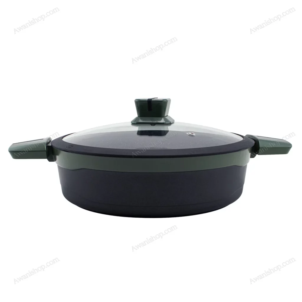 Granite Non-Stick Low Casserole 28 cm Olive Green