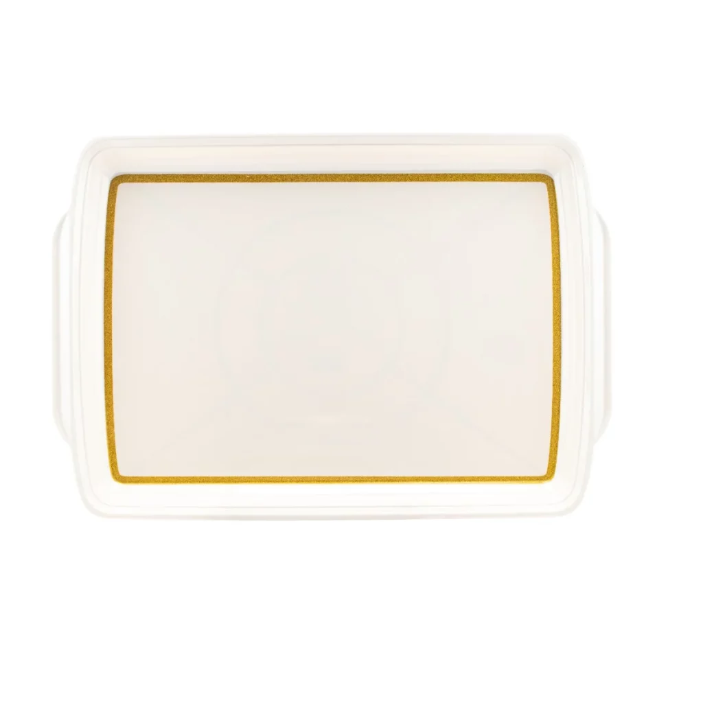 Melamine Serving Tray White Gold