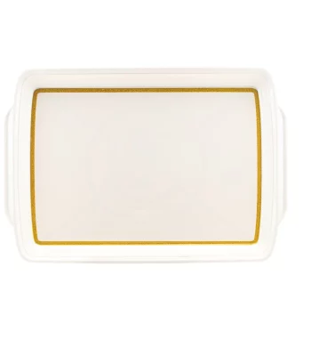 Melamine Serving Tray White Gold
