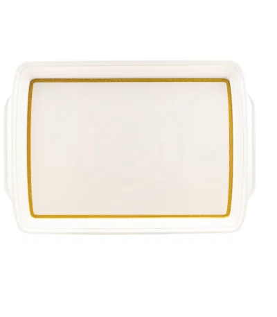 Melamine Serving Tray White Gold