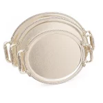 Stainless Steel Oval 3 Pieces Tray Set