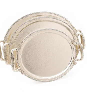 Stainless Steel Oval 3 Pieces Tray Set
