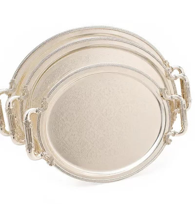 Stainless Steel Oval 3 Pieces Tray Set