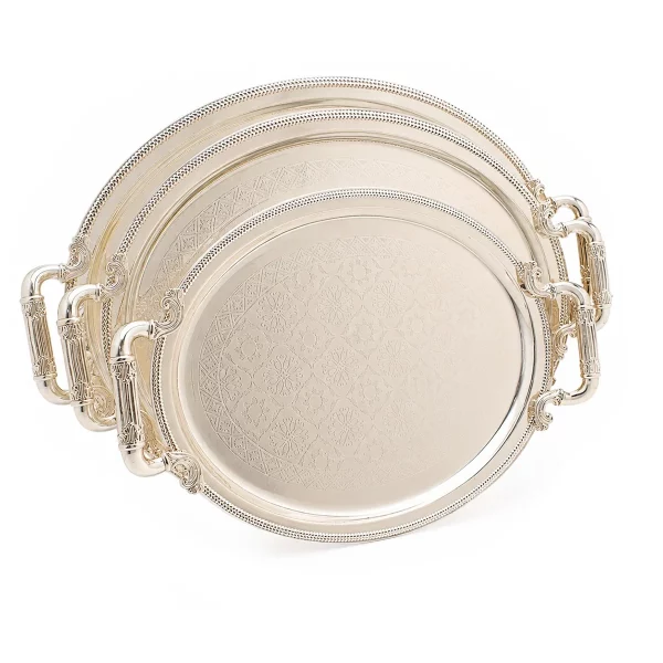 Stainless Steel Oval 3 Pieces Tray Set