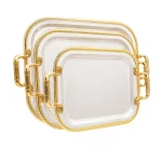 Stainless Steel Rectangle 3 Pieces Tray Set