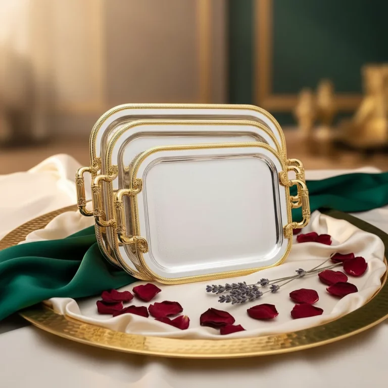 Stainless Steel Rectangle 3 Pieces Tray Set — Gift Giving
