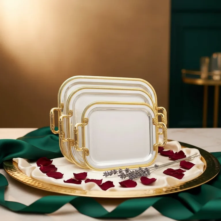 Stainless Steel Rectangle 3 Pieces Tray Set — Wedding Catering
