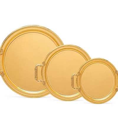 Stainless Steel Round 3 Pieces Tray Set