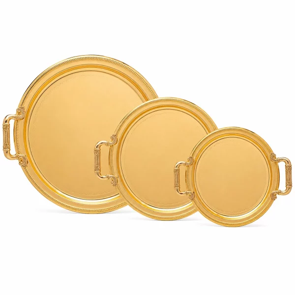 Stainless Steel Round 3 Pieces Tray Set