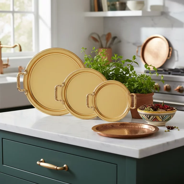 Stainless Steel Round 3 Pieces Tray Set — Elegant Home Dining
