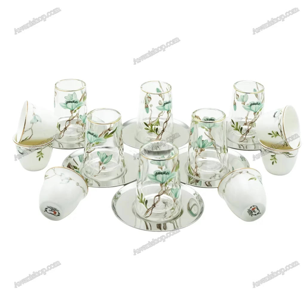 Tea and Coffee Set with Steel Saucer 18 Pcs