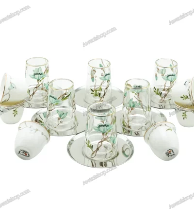 Tea and Coffee Set with Steel Saucer 18 Pcs