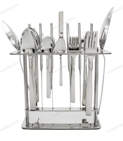 38-Piece Stainless Steel Cutlery Set with Stand – Classic Silver
