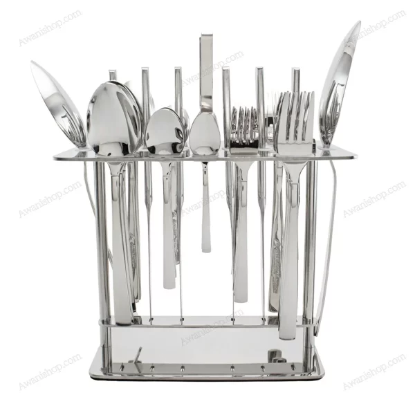 38-Piece Stainless Steel Cutlery Set with Stand – Classic Silver