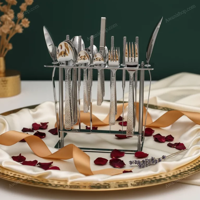 38-Piece Stainless Steel Cutlery Set with Stand – Hammered Textured — Gift Giving