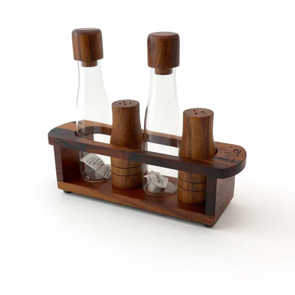 Billi 5-Piece Oil, Vinegar, Salt and Pepper Cruet Set with Stand