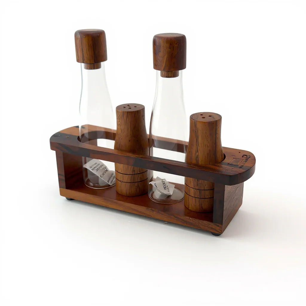 Billi 5-Piece Oil, Vinegar, Salt and Pepper Cruet Set with Stand
