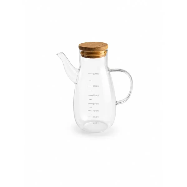 Borosilicate Glass Oil Dispenser Cruet with Bamboo Lid