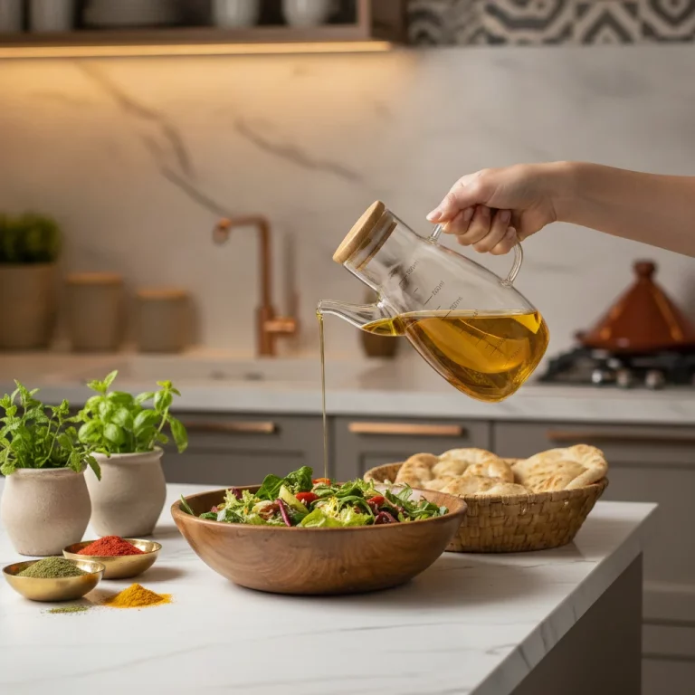 Borosilicate Glass Oil Dispenser Cruet with Bamboo Lid — Health Enthusiasts