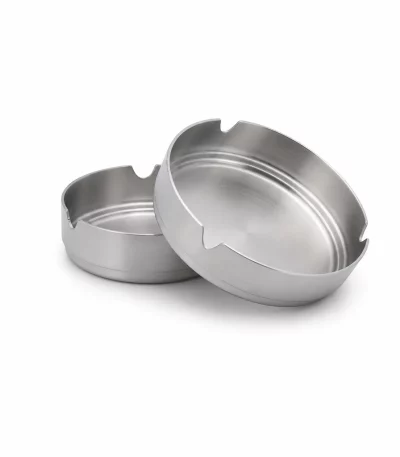 Brushed Metal Round Ashtray — view 2