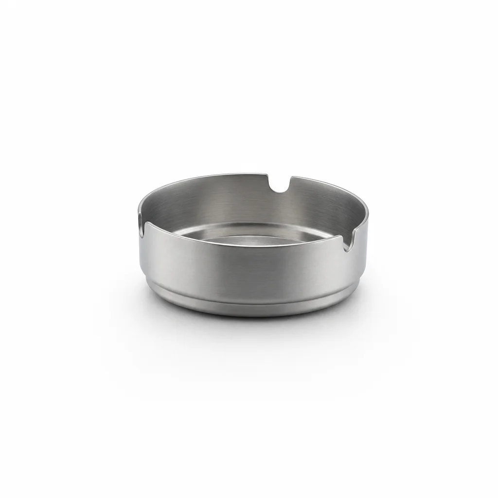 Brushed Metal Round Ashtray Brushed Metal Round Ashtray