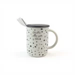 Ceramic Spotted Mug with Lid and Spoon — view 2