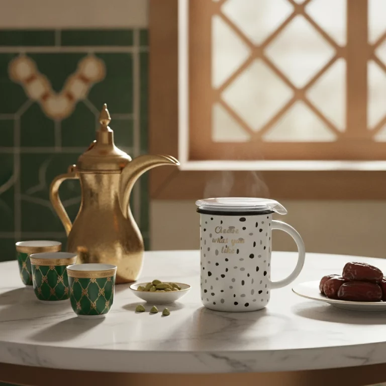 Ceramic Spotted Mug with Lid and Spoon — Afternoon Tea Delight