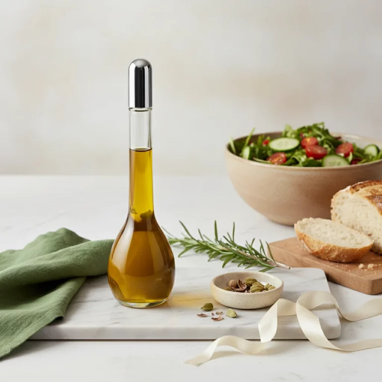 Clear Glass Oil and Vinegar Bottle with Silver Cap — Gourmet gift seekers