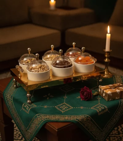 6-Compartment Nuts and Sweets Server — Elegant Dinner Party Presentation