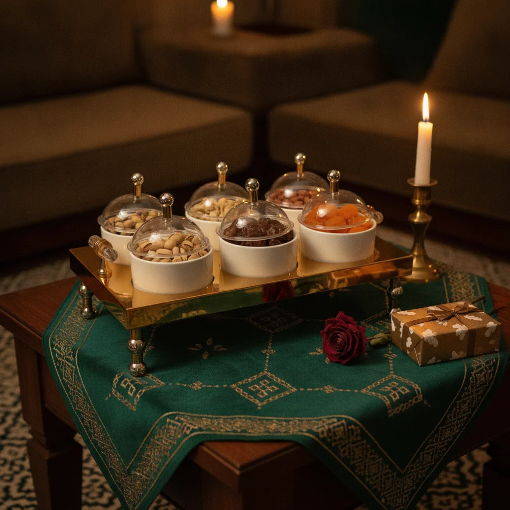 6-Compartment Nuts and Sweets Server — Elegant Dinner Party Presentation