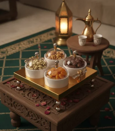 4-Compartment Nuts and Sweets Server — Majlis Gathering Elegance