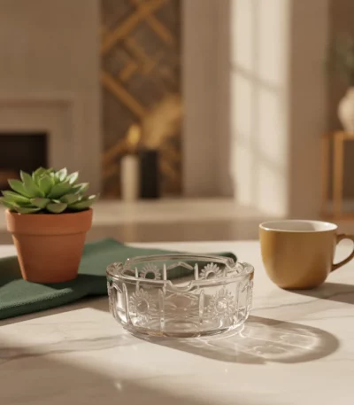 Crystal-Cut Glass Ashtray — Personal Home Use