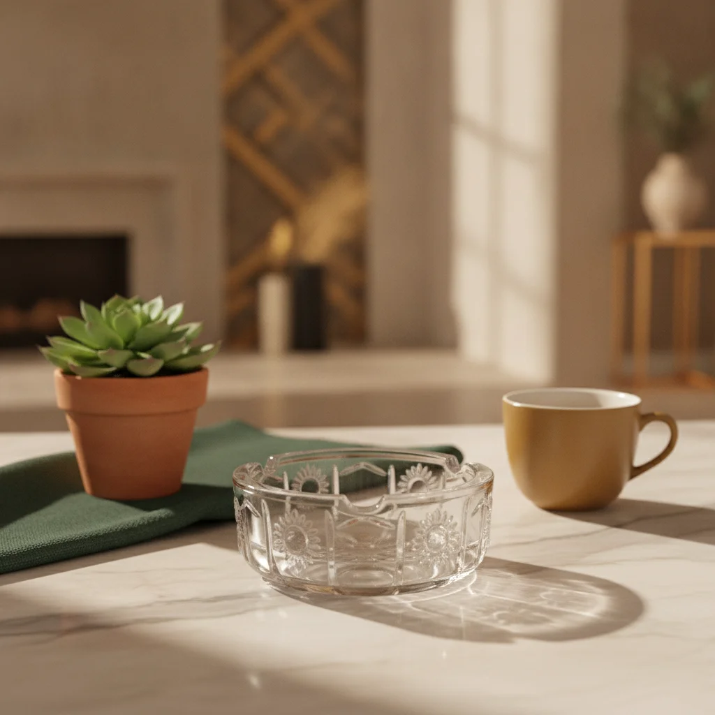 Crystal-Cut Glass Ashtray — Personal Home Use