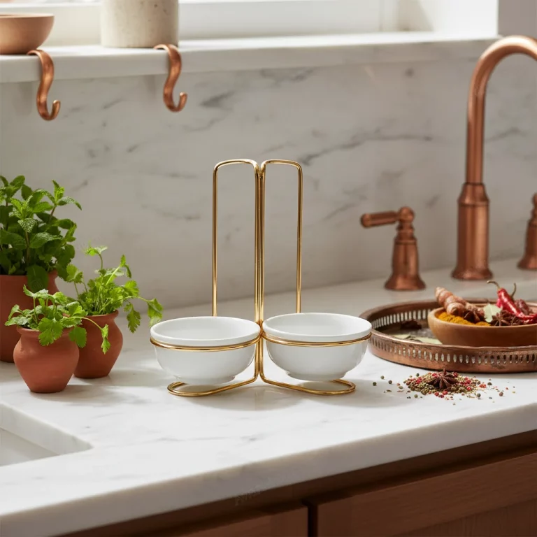 Decorative Serving Stand with Two Ceramic Bowls — Artful Everyday Dining