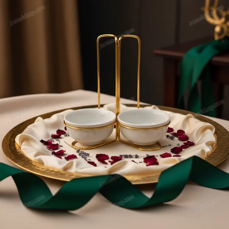 Decorative Serving Stand with Two Ceramic Bowls — Elegant Mezze Presentation
