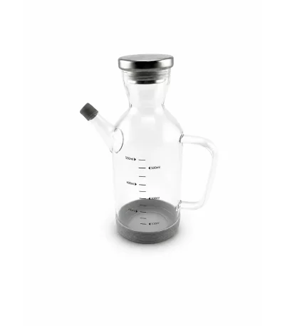 Glass Oil Dispenser Cruet with Protective Silicone Base