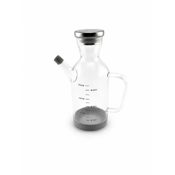 Glass Oil Dispenser Cruet with Protective Silicone Base