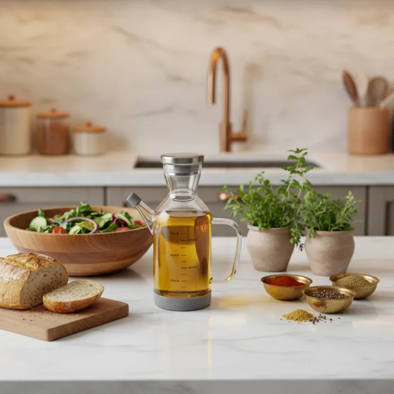 Glass Oil Dispenser Cruet with Protective Silicone Base — Eco-Conscious Consumers
