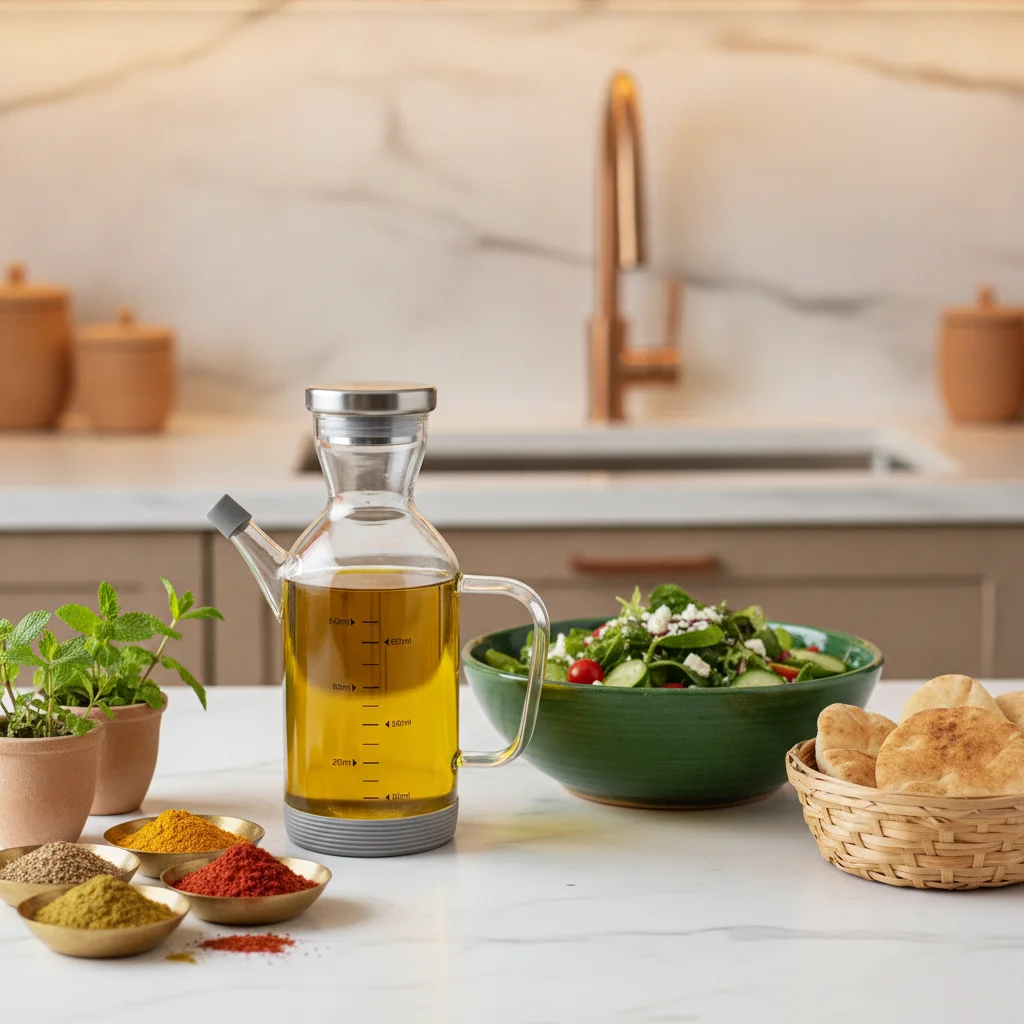 Glass Oil Dispenser Cruet with Protective Silicone Base — Health Enthusiasts