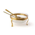 Glass Salad Bowl with Decorative Stand and Serving Spoon — view 3