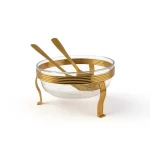 Glass Salad Bowl with Decorative Stand and Serving Spoon — view 4