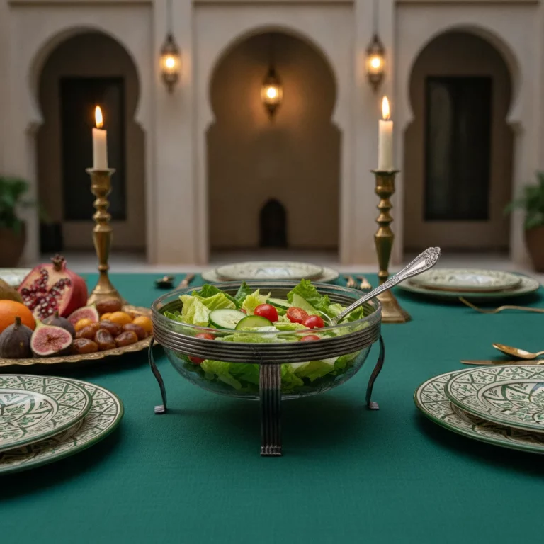 Glass Salad Bowl with Decorative Stand and Serving Spoon — Chic Al Fresco Dining